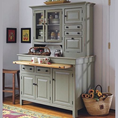 traditional Hoosier kitchen pantry green