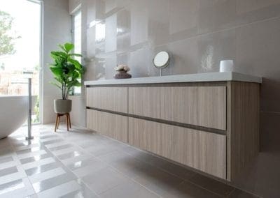sleek streamlined stunning two toned kitchen Kirkham bathroom vanity