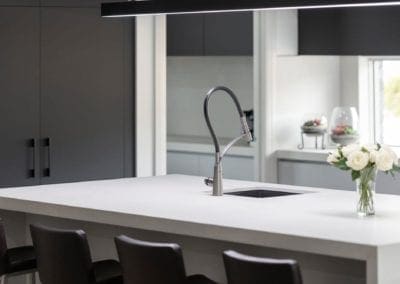 sleek streamlined stunning two toned kitchen Kirkham modern streamlined tap
