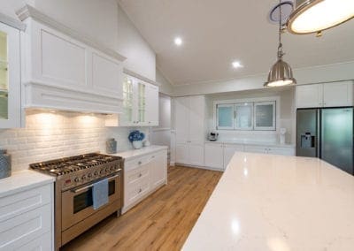 sophisticated classic hamptons style kitchen Harrington Grove servery window