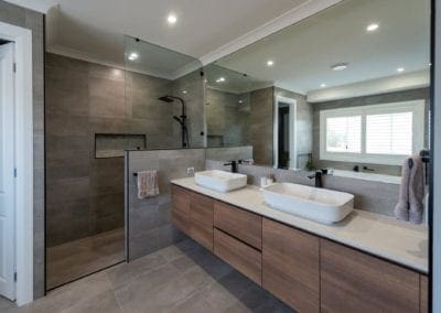 Striking two toned Hamptons kitchen Werombi main ensuite bathroom