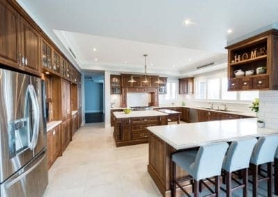 stunning solid timber walnut kitchen island bench Theresa park wide shot