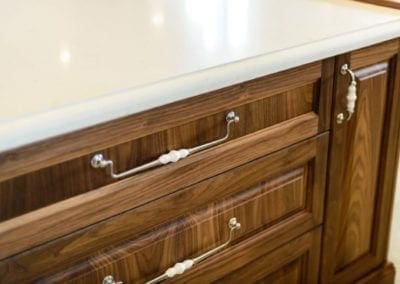 stunning solid timber walnut kitchen island bench Theresa park cabinetry details