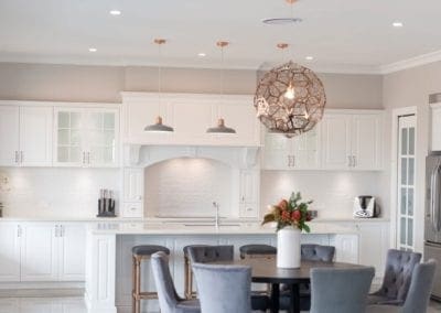 traditional hamptons style kitchen Cobbitty main wide room with light feature
