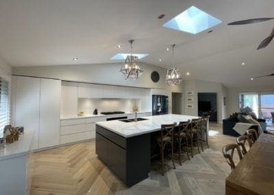 sophisticated two toned kitchen Bowral main kitchen island wide shot