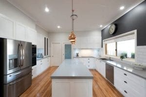 Classy modern Hamptons kitchen cabinetry Camden wide shot