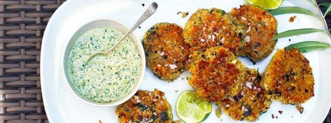 Quinoa Fritters with Green Goddess Sauce