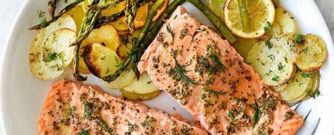 Mustard Salmon Sheet-Pan Dinner