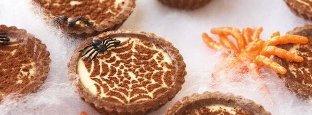 Chocolate Tarts with Spider Webs