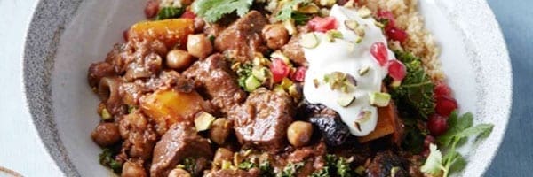 Festive Pistachio and Pomegranate Beef Tagine