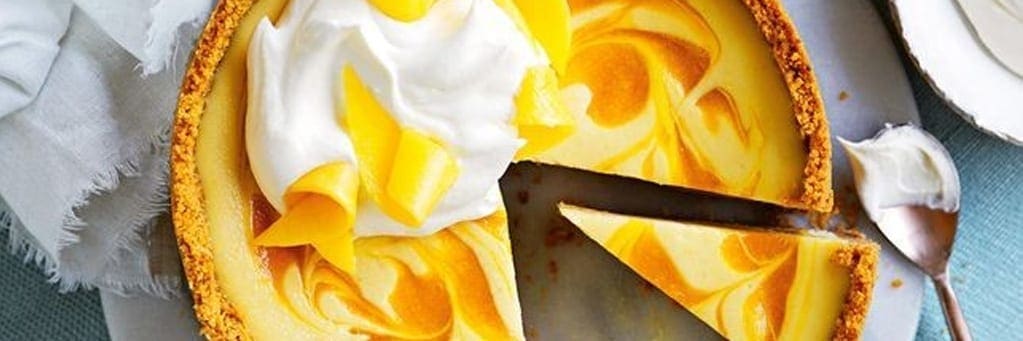 Mango Ripple and White Choc Cheesecake