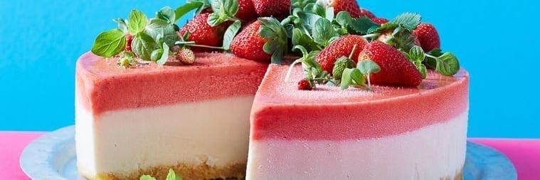 No-Churn Strawberry Frozen Yoghurt Cake