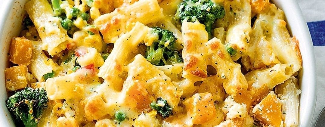 Pumpkin and Broccoli Ricotta Pasta Bake