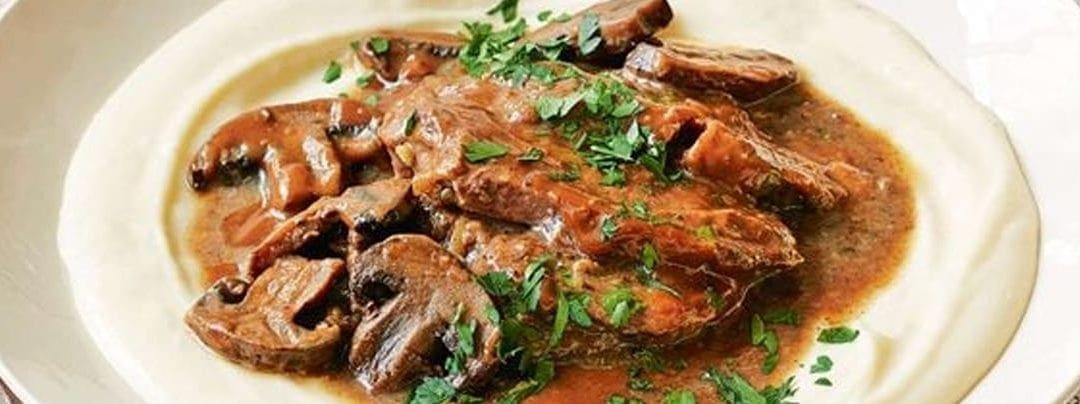 Slow Cooker Beef and Mushrooms with Mash
