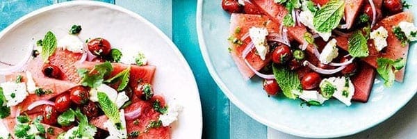 Watermelon, Grilled Tomato and Coriander Salad
