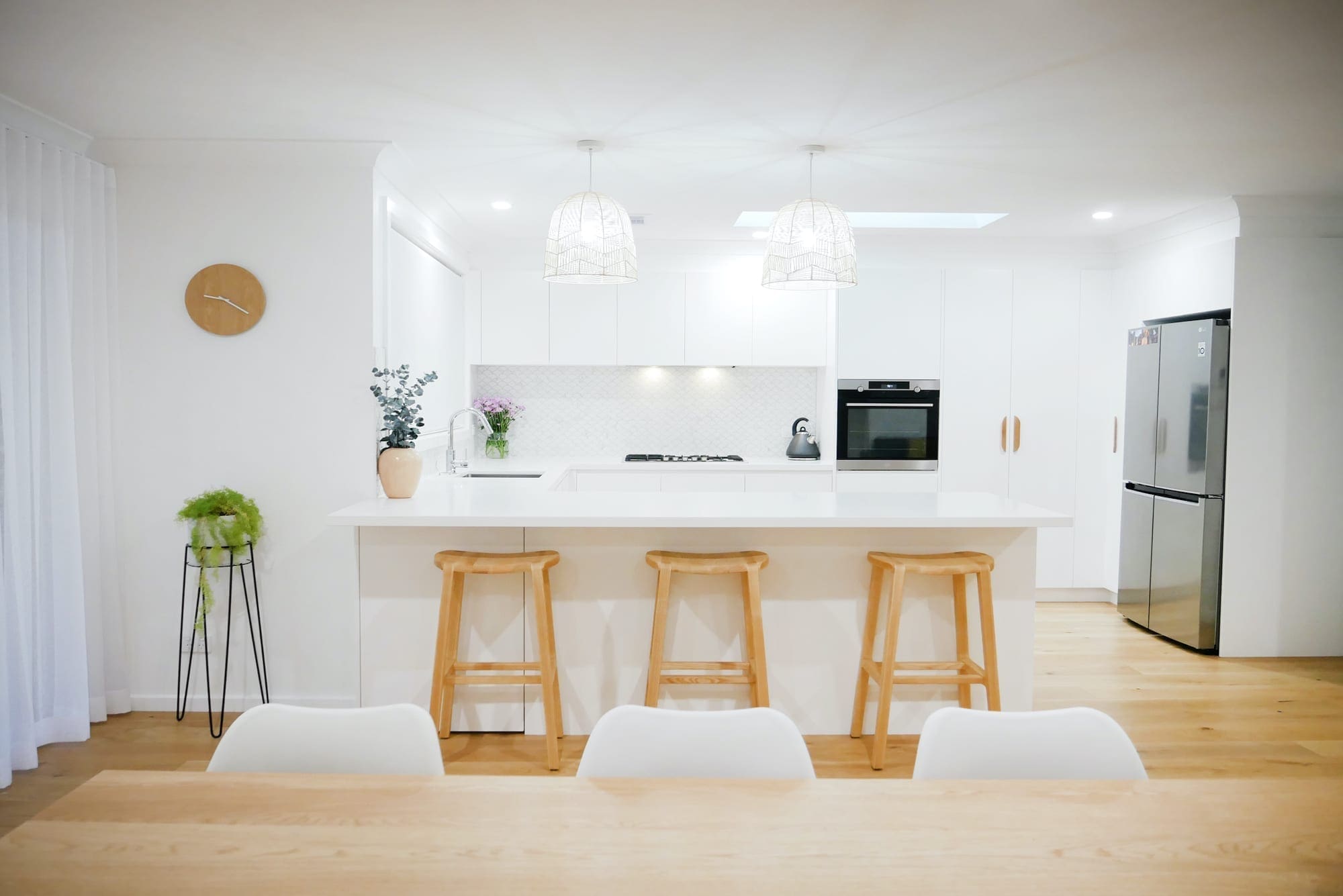 coastal feel white kitchen Narellan wide shot