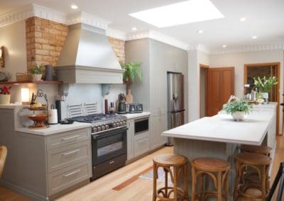 Stylish galley kitchen burradoo grey custom cabinetry