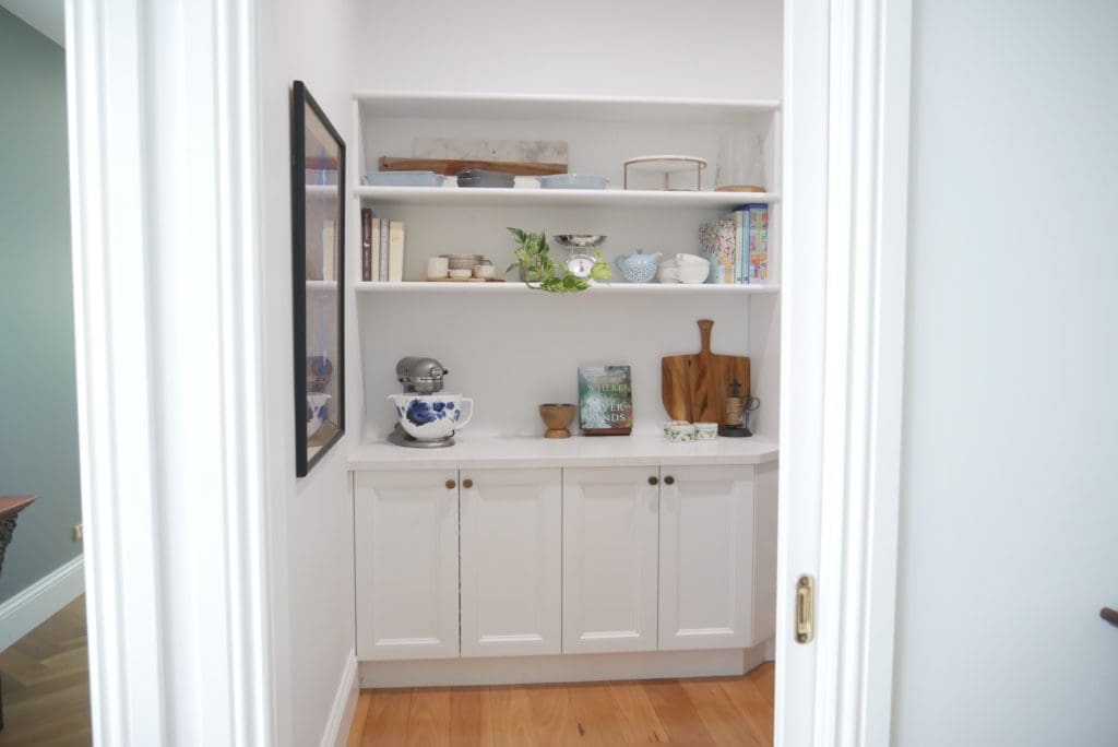 Travers stylish tranquil kitchen Manchester Square butlers pantry