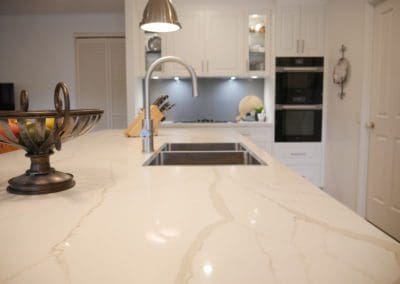 classic warm white kitchen Burradoo smartstone calcutta crema benchtop