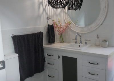 Boho chick kitchen Ellis Lane hamptons vanity stone top bathroom