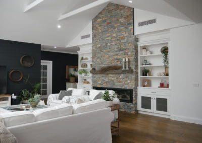 boho chic kitchen Ellis Lane open living area with brick work