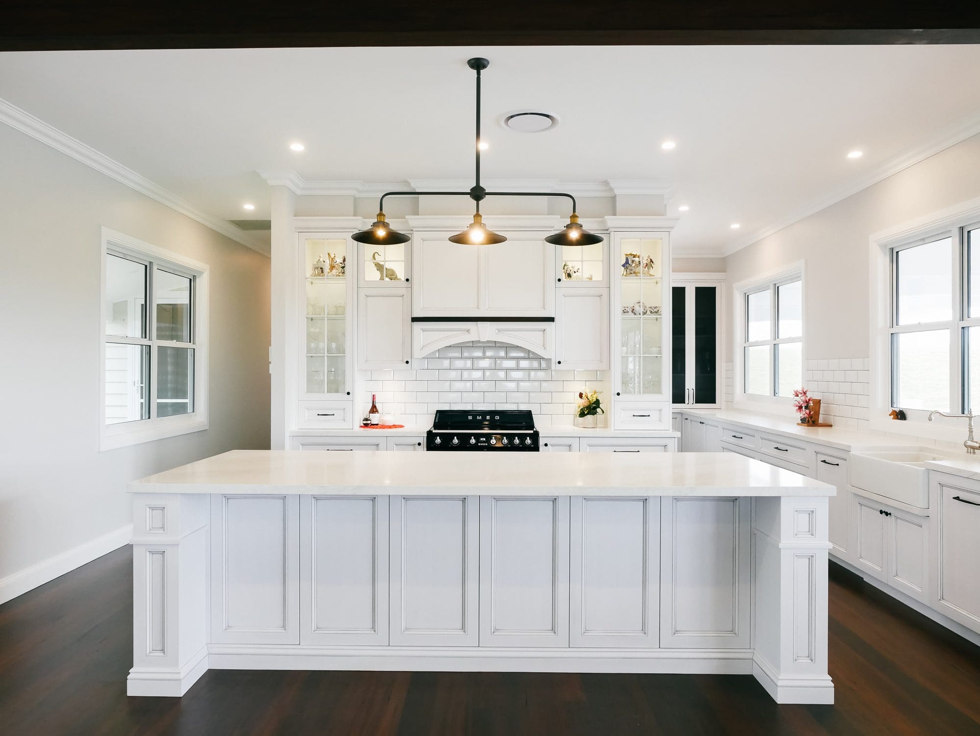 Hand painted country hamptons kitchen wide angle