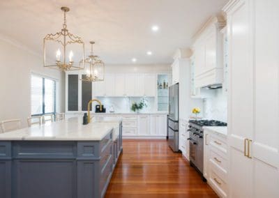 Elegant refined two toned kitchen Harrington Park wide view