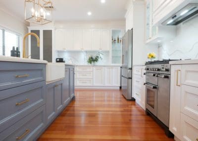 Elegant refined two toned kitchen Harrington Park custom cabinetry