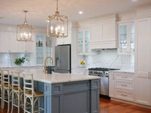 Elegant refined two toned kitchen Harrington Park wide view