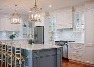 Elegant refined two toned kitchen Harrington Park wide view