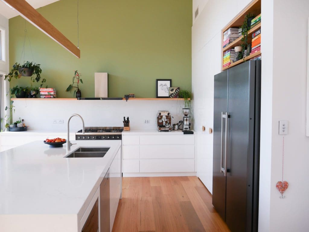 contemporary fresh kitchen mittagong green feature wall