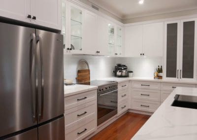 two toned luxury hamptons kitchen elderslie appliance cabinet white cabinetry