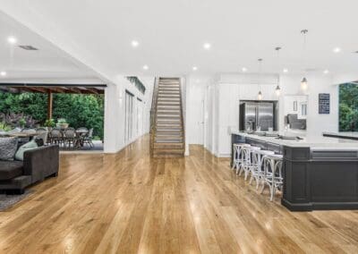 stunning dramatic two toned kitchen bowral open modern plan house