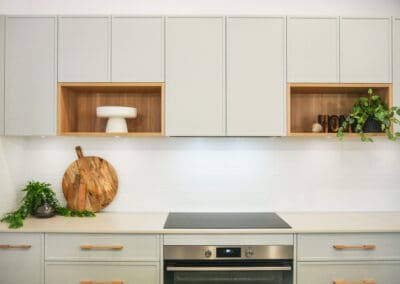 new kitchen with Polytec woodmatt boxes in Plantation Ash