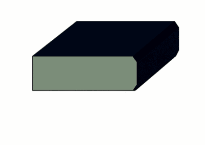 Illustration of an Arris edge benchtop profile with angled top and bottom edges.