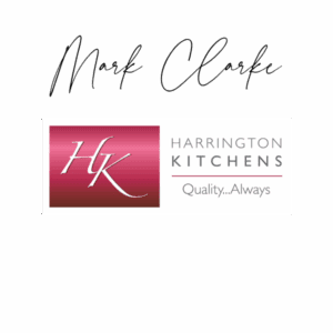 Mark Clarke sign off signature with harrington kitchens logo