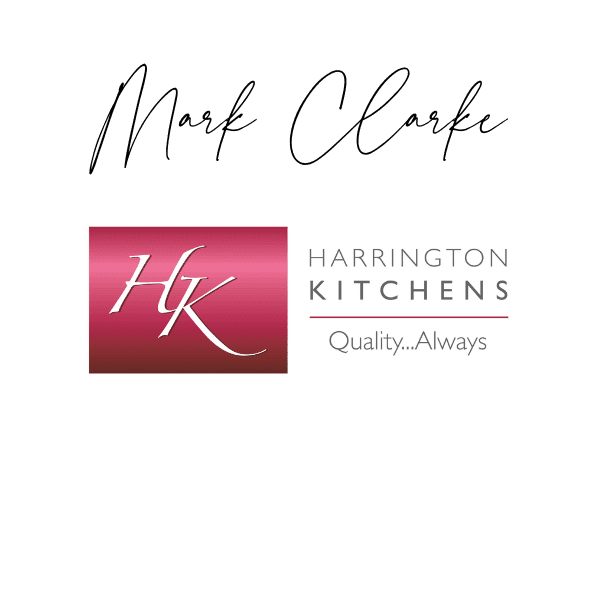 Mark Clarke sign off signature with harrington kitchens logo