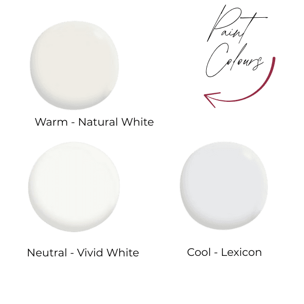 white paint colour options cool, warm and neutral tones 