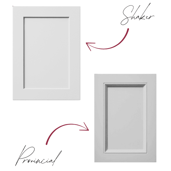 white kitchen door profiles in shaker and provinical