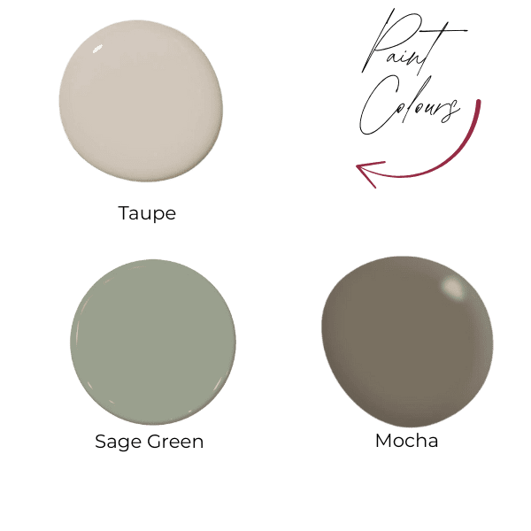 a selection or earthy paint colours for modern kitchen design trend. 